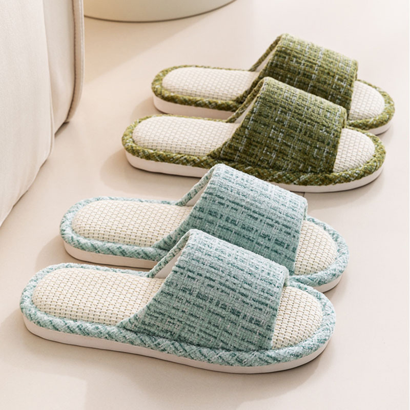 Летние японские льняные тапочки для женщин, новый стиль, маленький аромат, домашние, четырехсезонные, тихие, домашние тапочки, для помещений