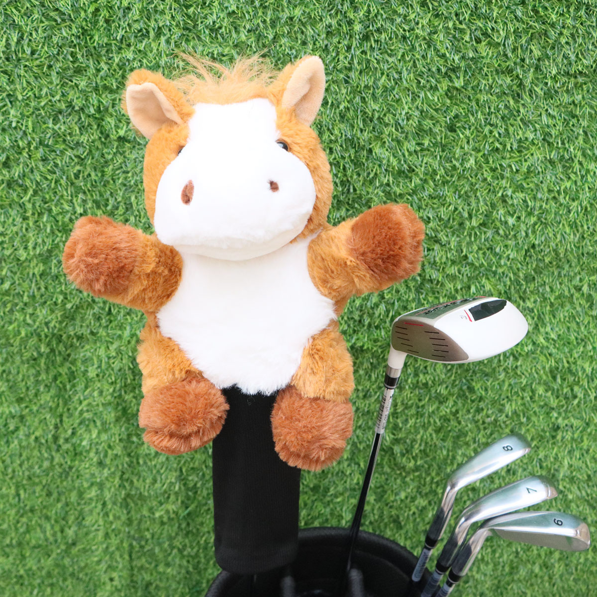 Golf Cart Cover Animal One Wooden Pole Cover Plush Protective Cover Golf Cartoon Supplies Universal Accessories