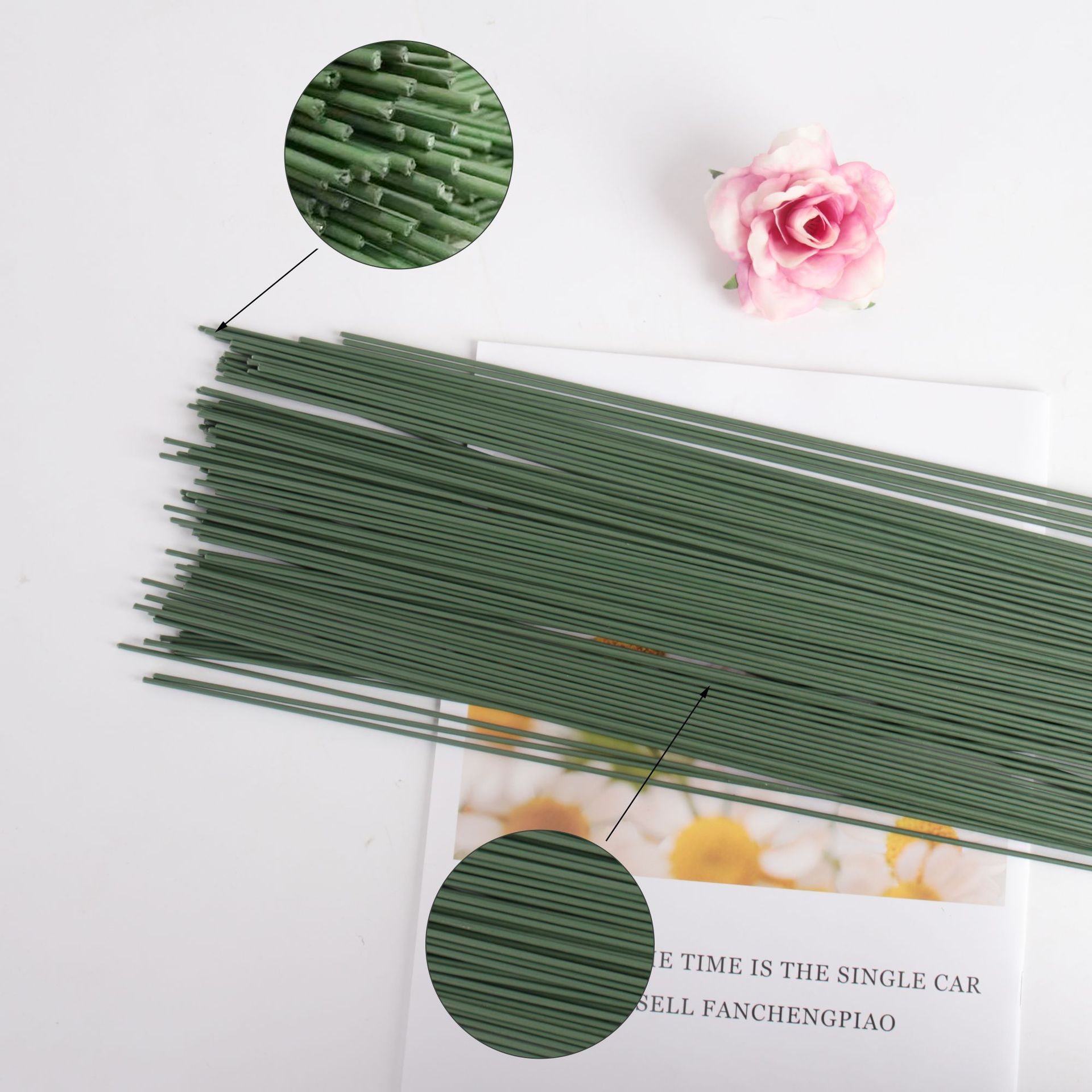 No. 2 Glue Flower Stem Soap Flower Rose Wire Glue-Coated Material Artificial Flower Tape Wholesale D Iy Production