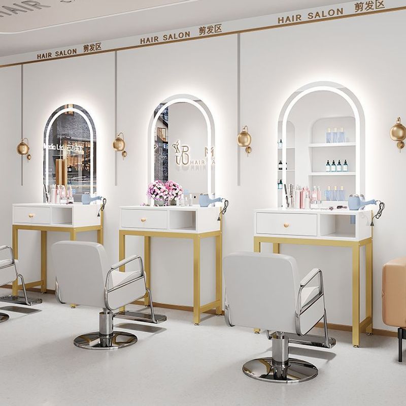 Зеркало для барбершопа без сверления, специализированный шкаф для красоты, интегрированный шкаф для инструментов, модное зеркало с LED-подсветкой