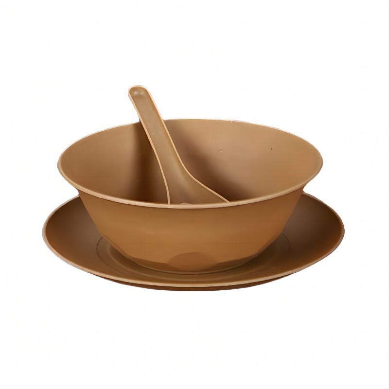 Rice Husk Tableware Disposable Bowl and Chopsticks Set, Food-Grade, Biodegradable, Five-Piece Set, Thickened, Durable for Restaurants, Banquets, and Hot Pot