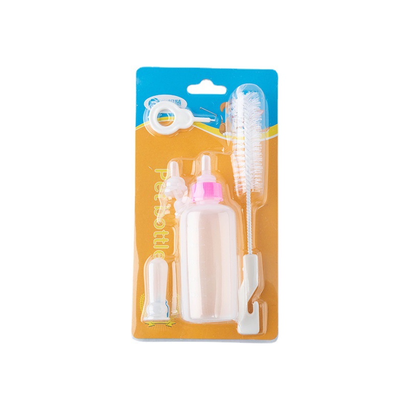 Pet bottle set with four pacifiers dog small dog bottle to send cleaning set 5 pieces factory outlet
