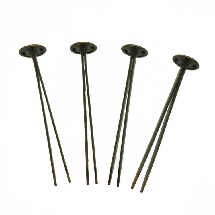 Multi-size thickened long two-legged nails for binding fabric samples with round head and split feet