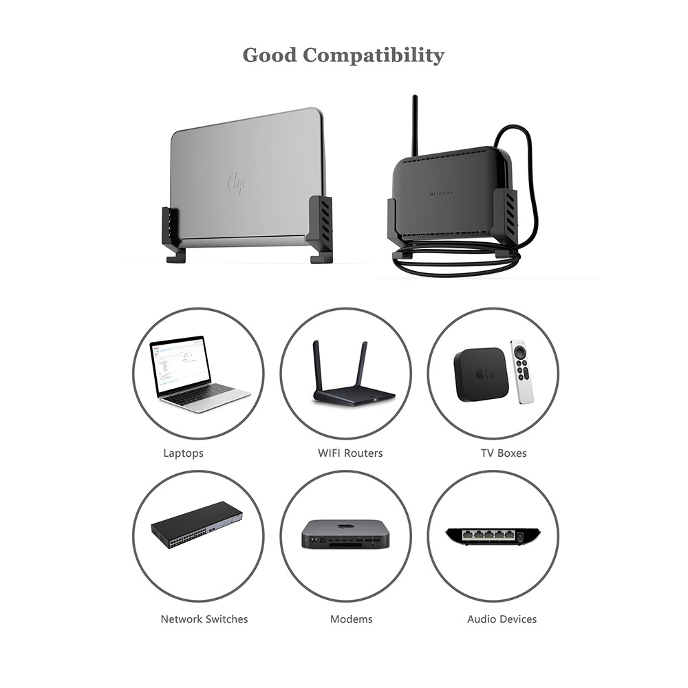Cross-border new WiFi router wall-mounted bracket storage screw or double-sided adhesive installation laptop bracket
