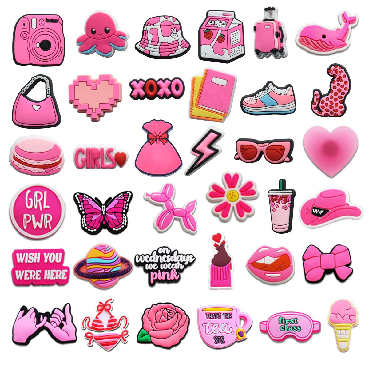 Розовые девичьи дыры в обуви, цветочная съемная пряжка, садовые обувные аксессуары, пляжная обувь, декоративная пряжка для вечеринки