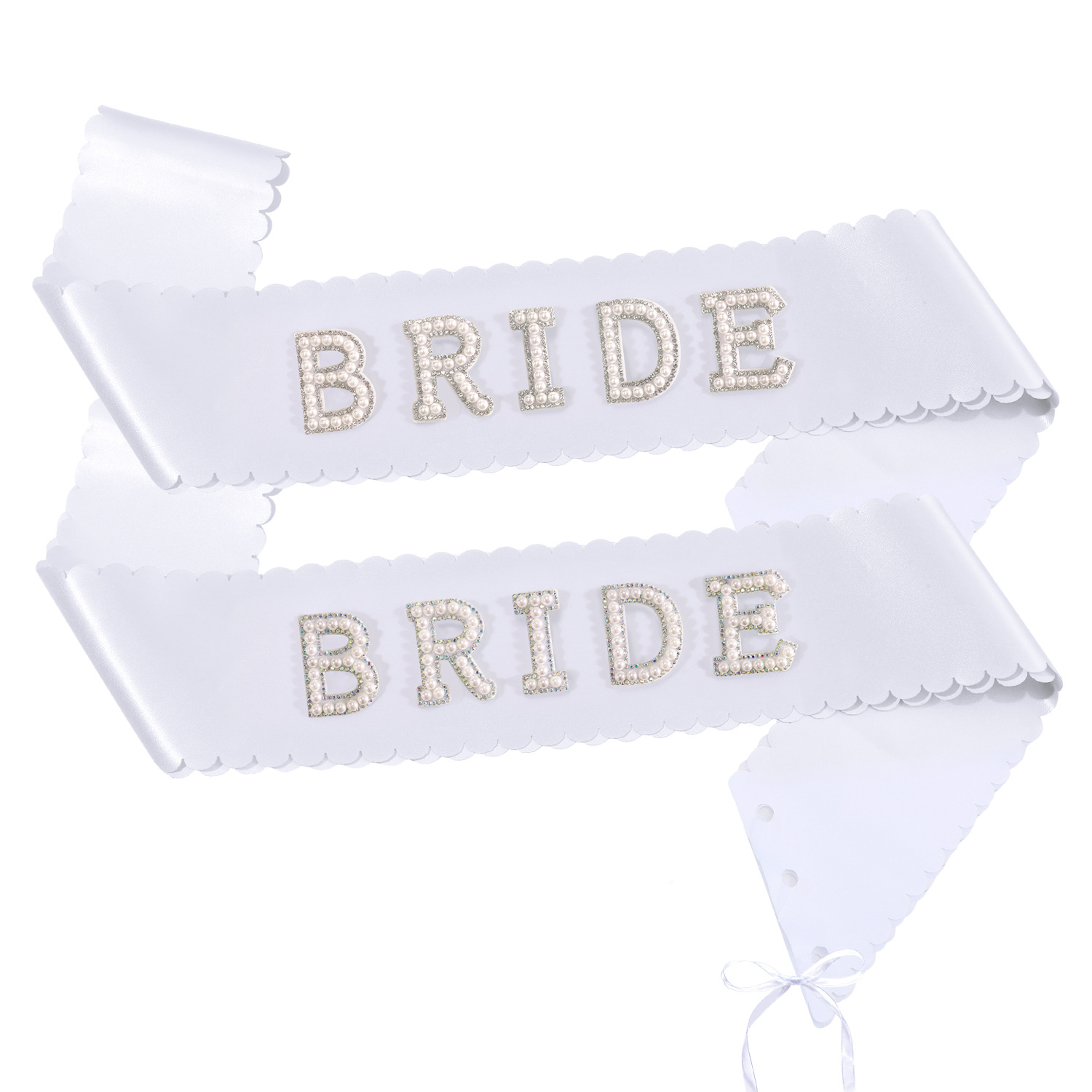 Кружева и атласные бретели с перламутровыми буквами для свадьбы и девичника