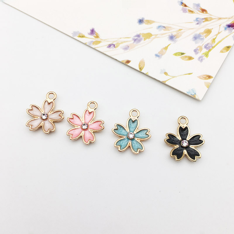 DIY Japanese Jewelry Accessories K Gold Oil Dropping Alloy Small Pendant Bracelet Necklace Pendant Stellar Hippocampus Leaves