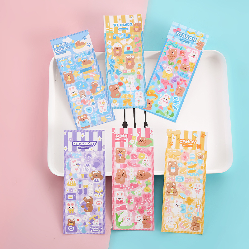 Cartoon ins Hand Account Goo Card Sticker Creative Shining Laser Photo Decorative Sticker Korean Hand Account Stationery Sticker