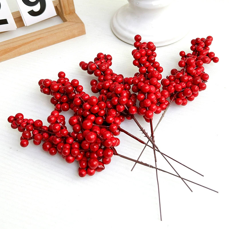Cross-Border Artificial Red Fruit Bunch Decoration, Artificial Red Fruit Bunch, Artificial Fortune Fruit, Home Decoration Ornaments, Red Fruit Cuttings