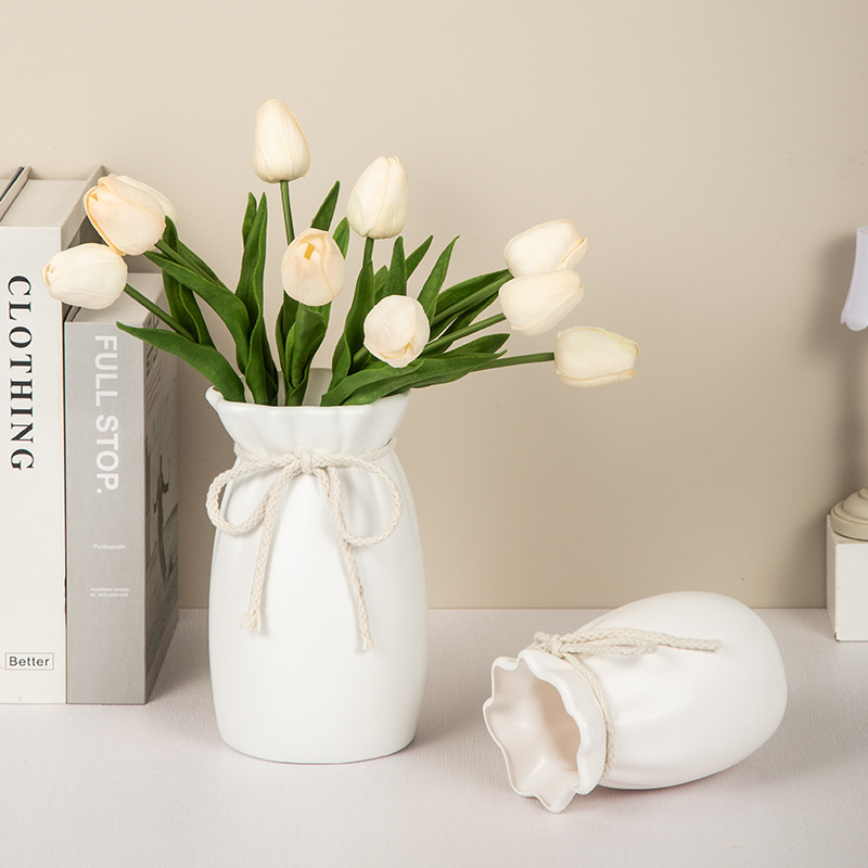 [Строго отобранная] имитация керамической пластиковой вазы, одноцелевое формование, настольная ваза для искусственных тюльпанов