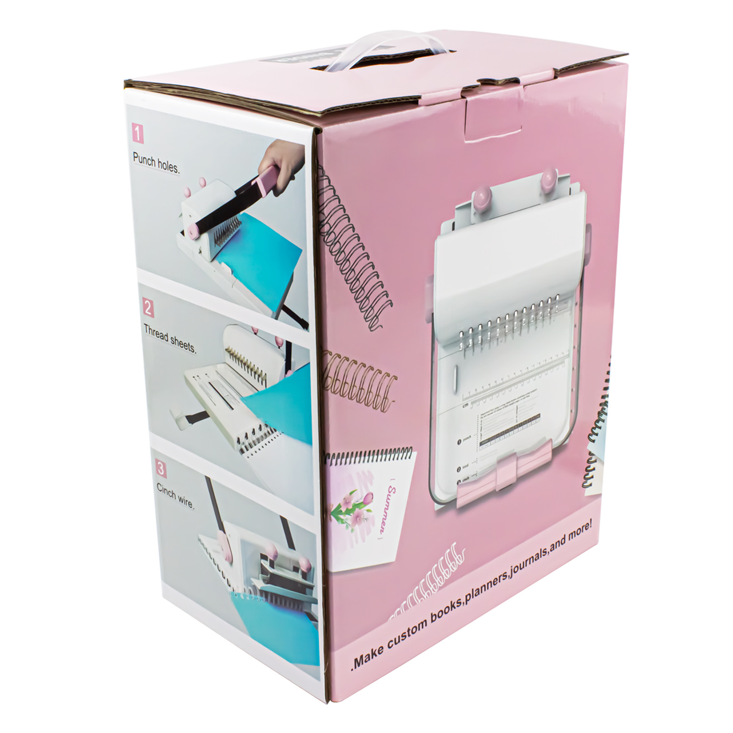 Mw12 Spiral Binding Machine, Double Coil Binding Machine with Full Knife, 12-Hole Round Hole Punch, Loose-Leaf Notebook Cute Binding Machine