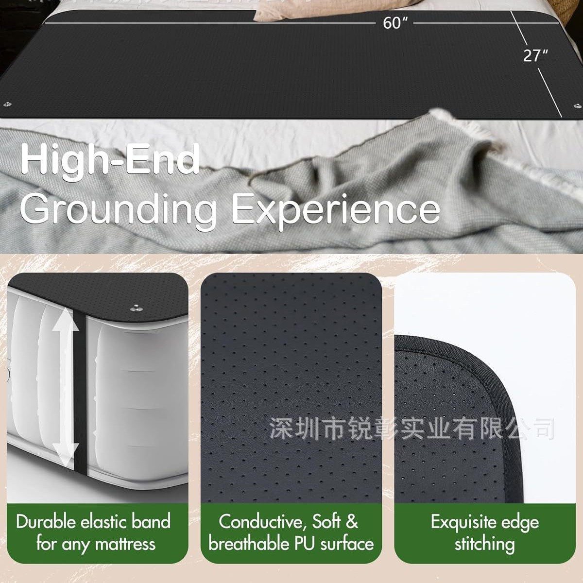 2025 Amazon Grouding Mat Grounding Mat PU Leather Grounding Bed Sheet Conductive Leather Grounding Mattress Sleeping Mat