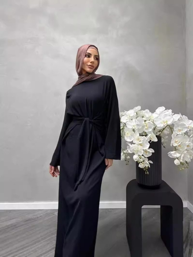 2024 Cross Border Muslim Ladies Dame dress Dubai Abaya Solid Color Prayer Costume Fashion Turkey