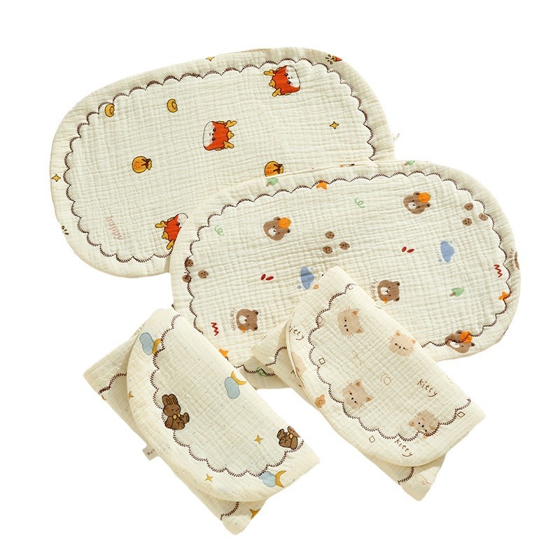 Baby pillow newborn styling pillow children's four-season gauze flat pillow 0-12 months lace pillow