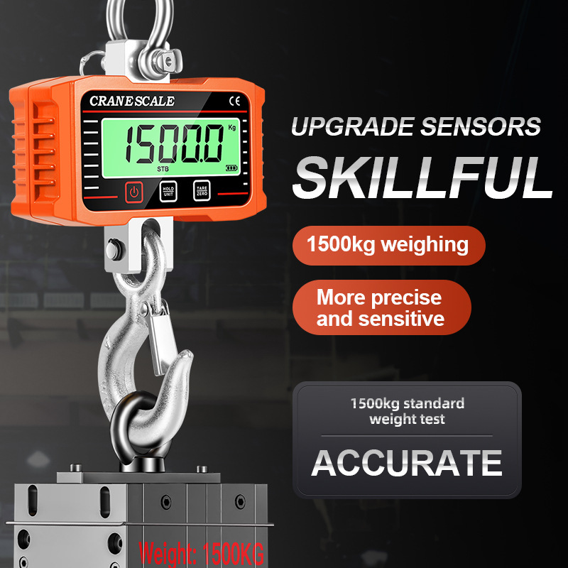2000kg Digital Crane Scale Industrial Lcd Display Digital Scale Satchel Crane Scale 1000kg Hook Scale 2t Crane Scale
