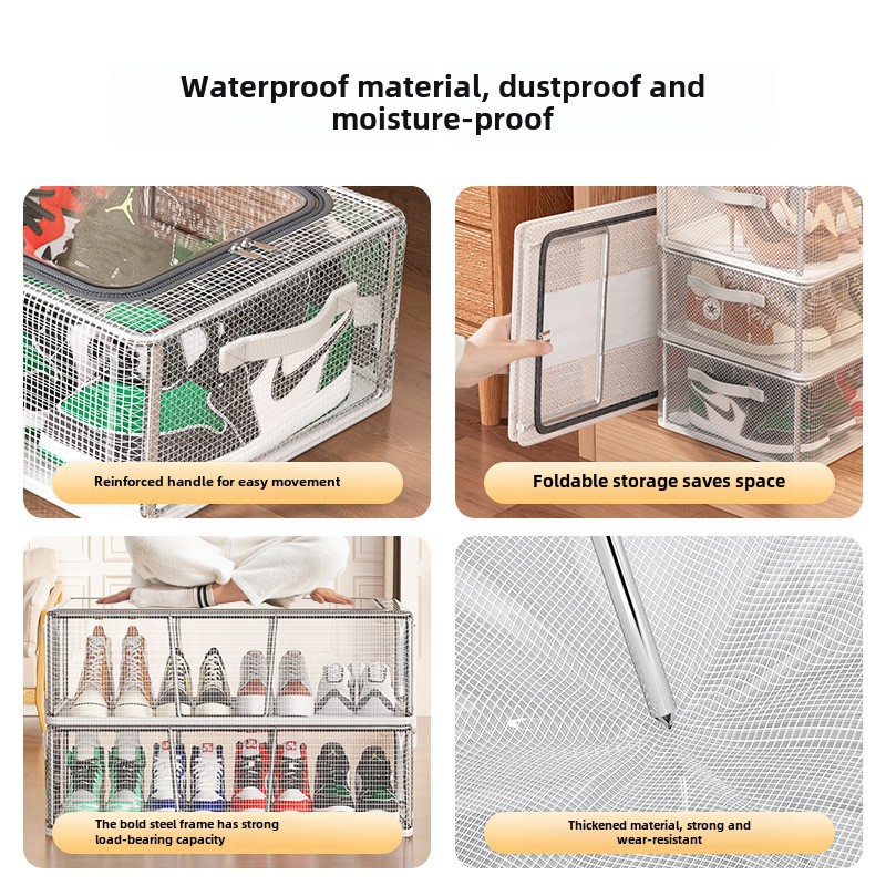 Transparent Shoe Storage Box Shoe Box Foldable Space-saving Artifact Home Bed Bottom Shoe Rack Dustproof Thickened Fit Box