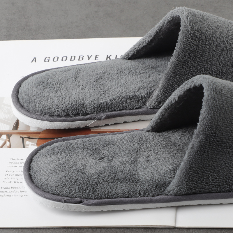 Hotel Disposable Coral Velvet Slippers B&B Guest Room Disposable Slippers Thickened Non-Slip Household Hospitality Slippers