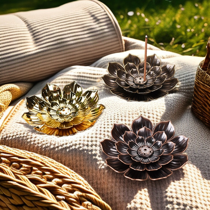 Лотосовая подставка для благовоний из сплава, пористая, дзен, аксессуары для чайного набора, поднос для сандалового дерева