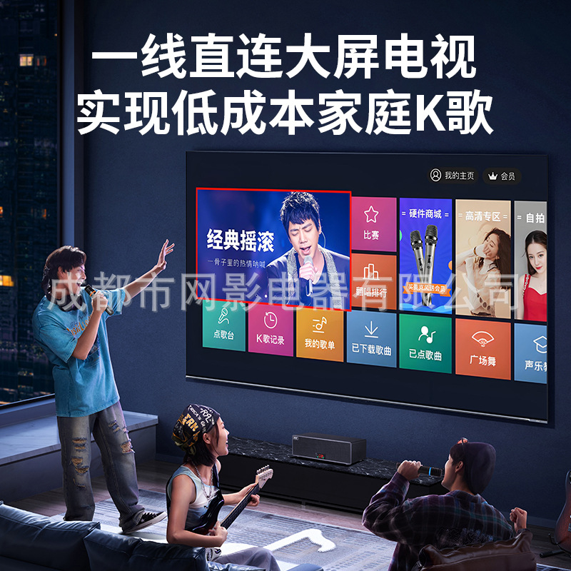 Net Shadow Karaoke Speaker Ktv Home Theater Singing Speaker with Independent Subwoofer Dual Wireless Microphones Stereo