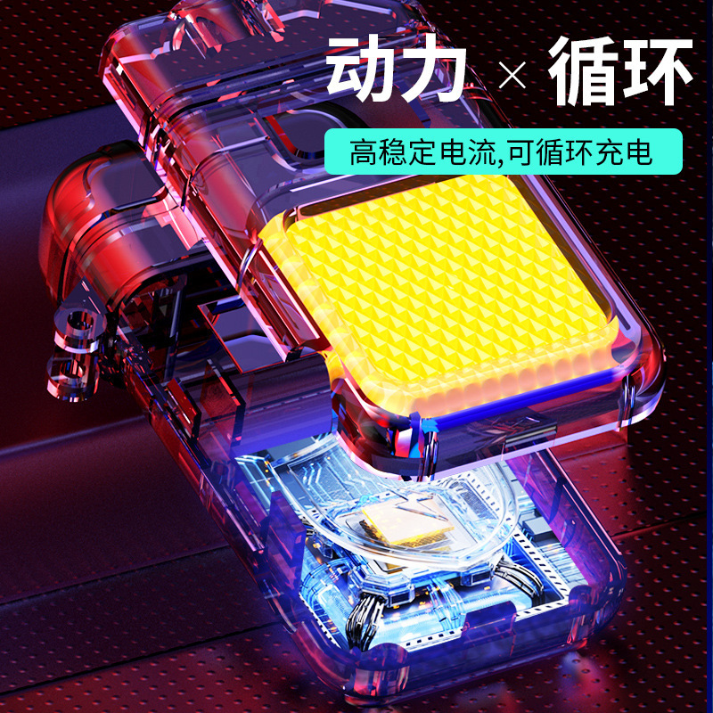 Rechargeable Multifunctional Keychain Light Camping Light Wire Lighter Portable Lighting Work Light Windproof Cigarette Lighter