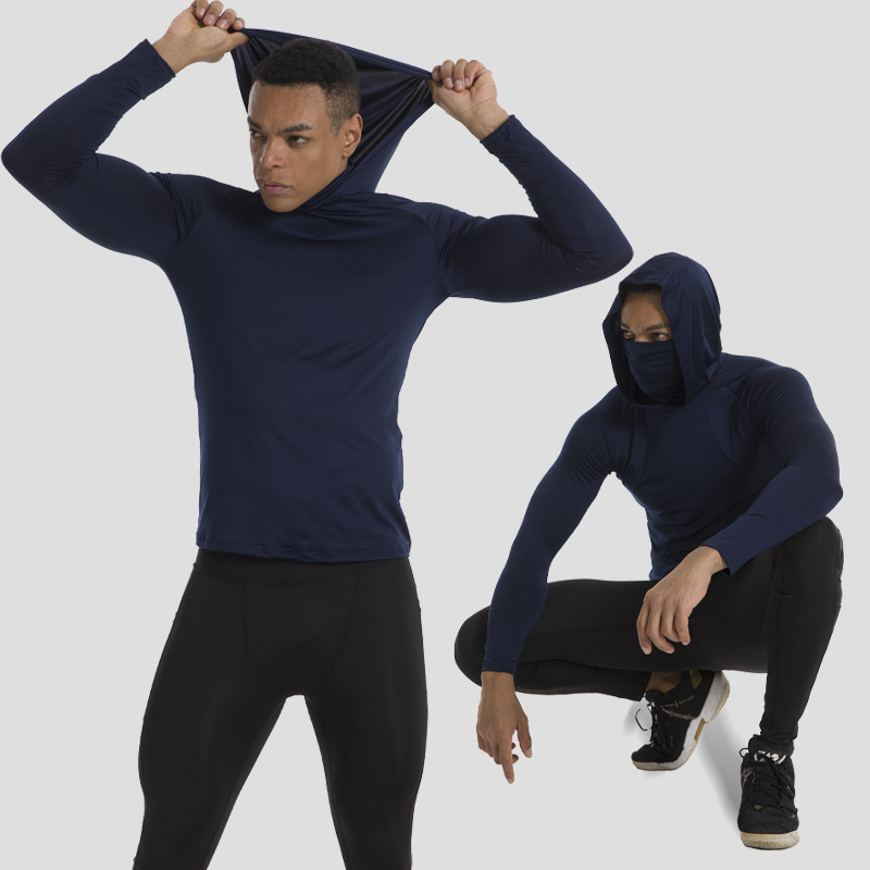 Cross-border in stock summer sun protection clothing men's tight quick-drying fishing sun protection clothing outdoor hooded sun protection mask fishing clothing