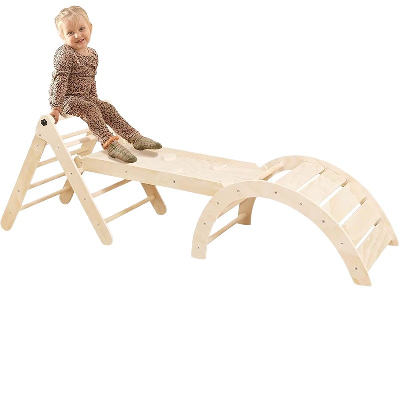 Cross-Border Wooden Children's Climbing Frame Infant Fitness Frame Arch Frame Ladder Triangle Climbing Frame Slide Combination