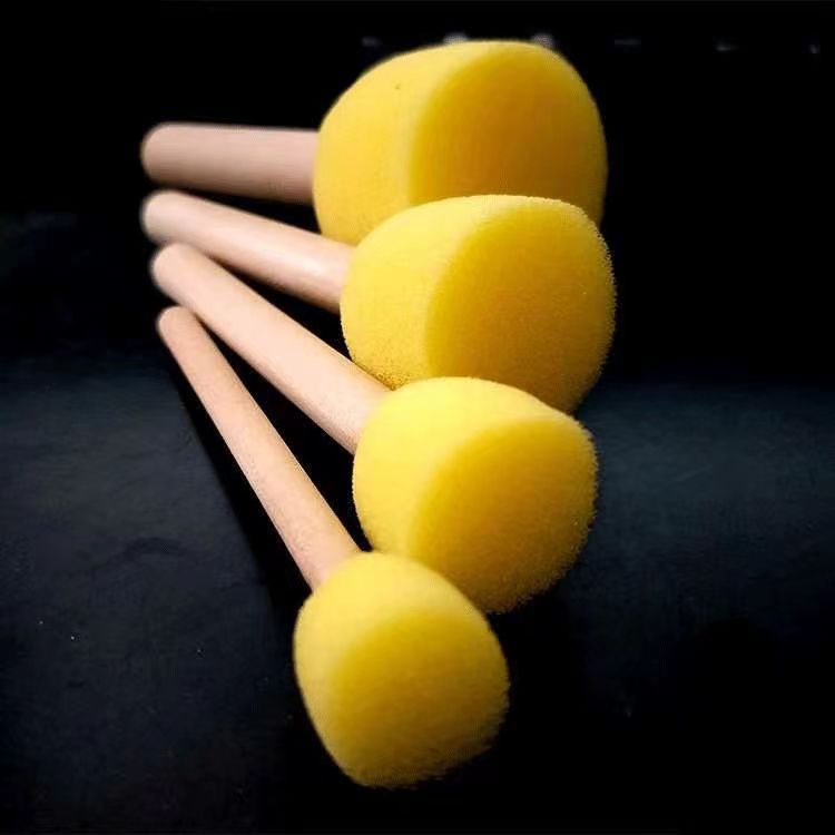 Wooden handle mushroom head sponge brush children's diy painting sponge seal pigment graffiti art brush manufacturers wholesale
