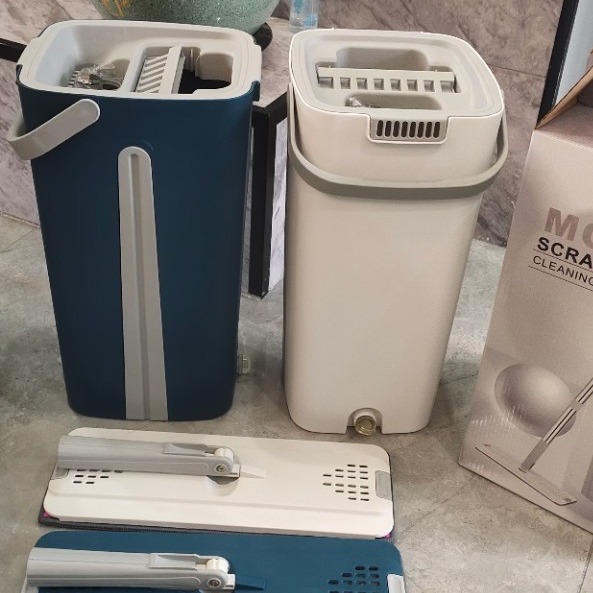 Mop for Home Use, One-Swipe Clean, New Flat Design, Hands-Free Washing Mop Bucket, Lazy Mop, Scraper Mop, Wholesale