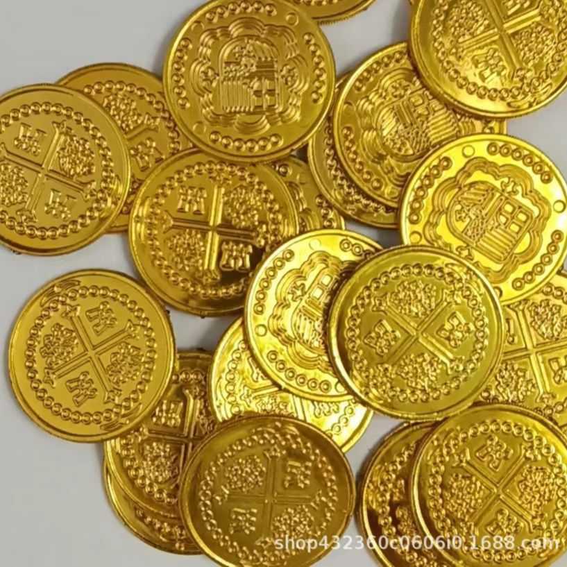 Cross Plastic Coin Pirate Costume Props Game Chip Coin Treasure Hunt Game Pirate Coin Toy