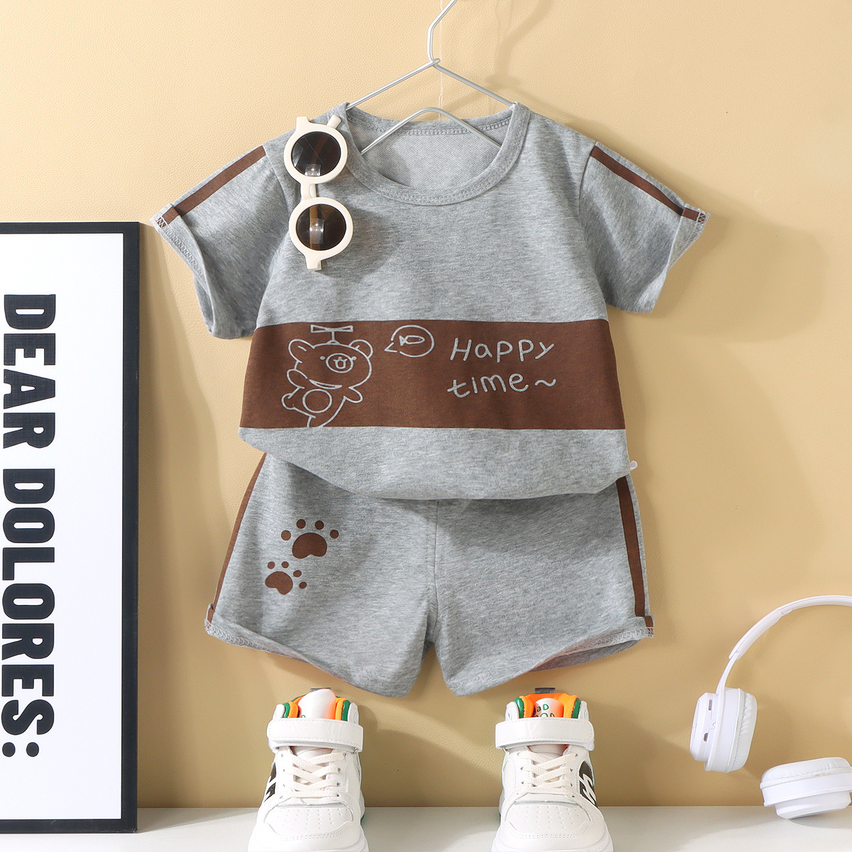 Children's short sleeve suit boys and girls T-shirt summer baby baby clothes Korean children's clothing tide summer clothes a generation of hair