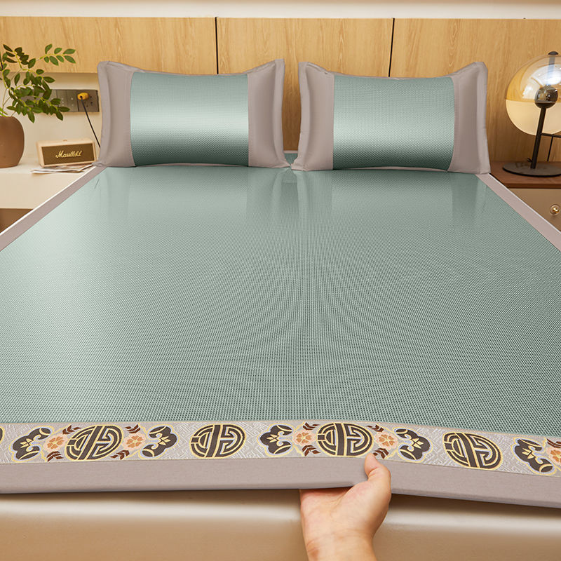 High-End Double-Sided Rattan Mat Foldableing Summer Ice Silk Mat Class a Antibacterial and Mite Removal Straw Mat for Infants and Young Children
