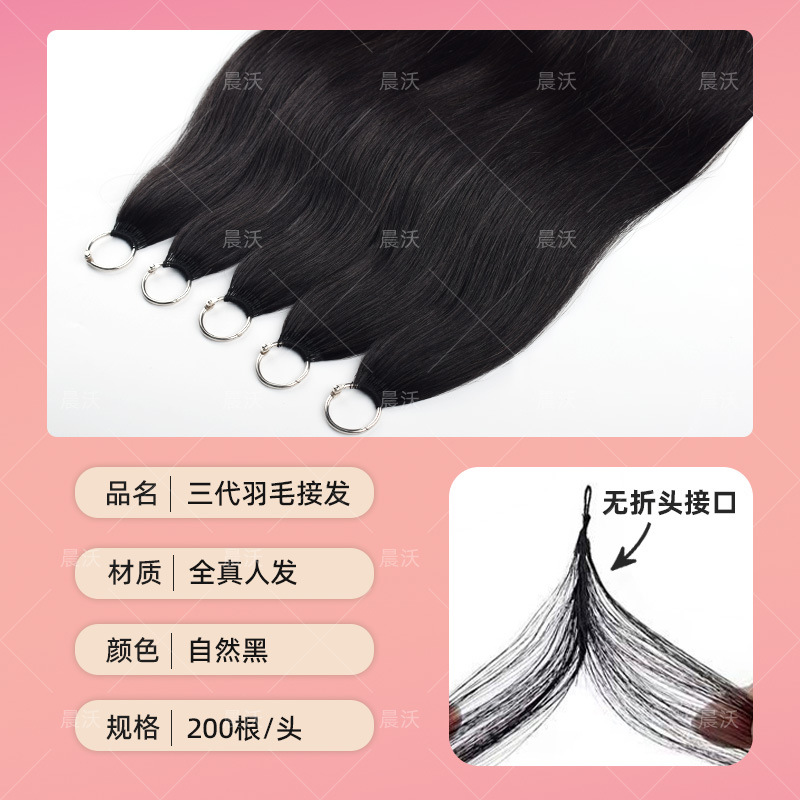 Core-Free Braided Hair, Third-Generation Feather Hair Extensions, Factory-Made Braided Hair, Women's No-Fold Wig, Straight Hair, Full Human Hair