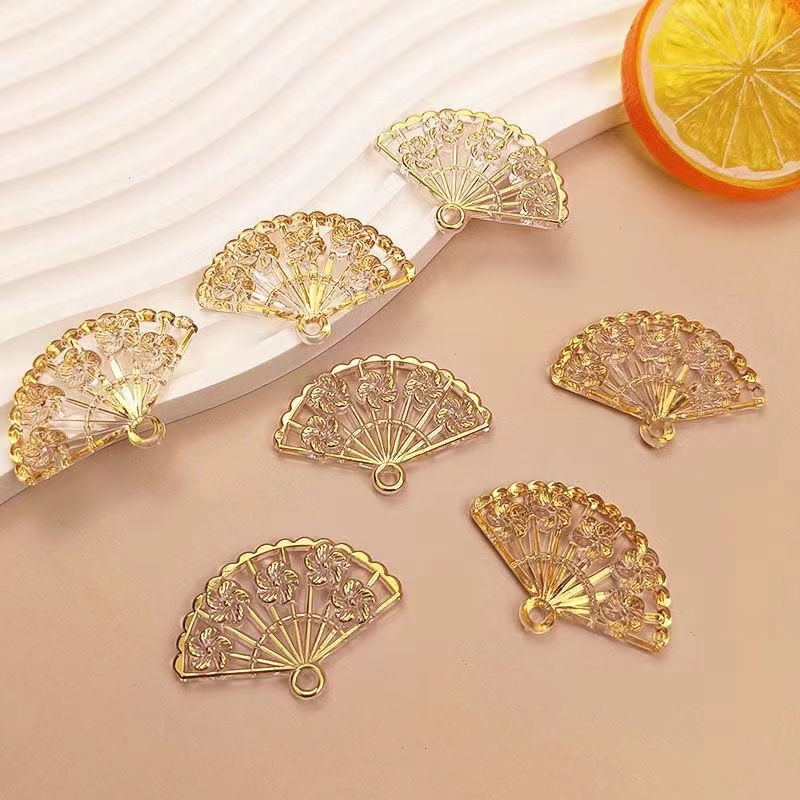 Acrylic Transparent Bronzing Edge Flower Pieces with Phnom Penh Fan DIY Antique Hairpin Earring Accessories Material