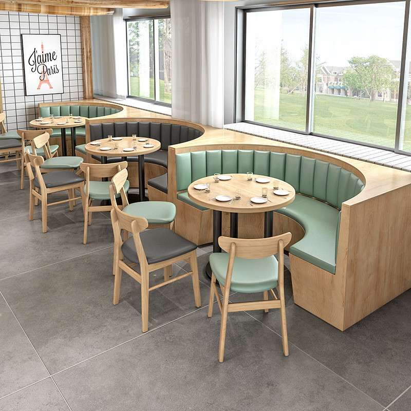 Simple coffee shop restaurant Wall deck sofa milk tea dessert hamburger snack fast food restaurant table and chair combination