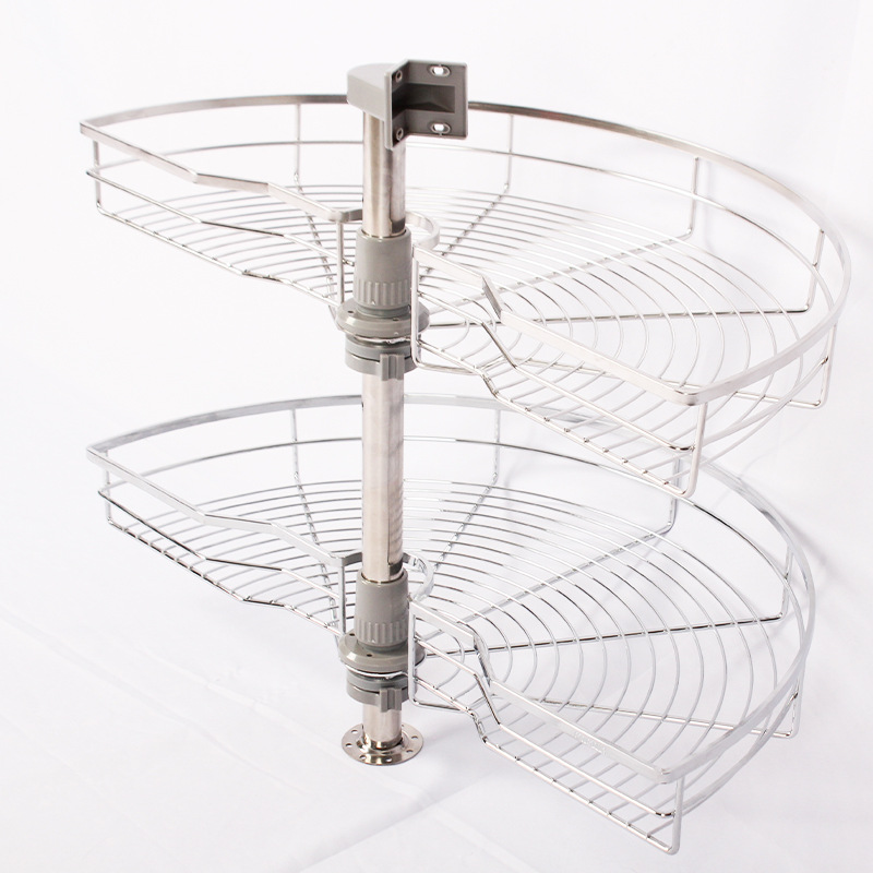 Factory wholesale 180-degree cabinet corner turntable basket corner basket kitchen storage double corner storage basket