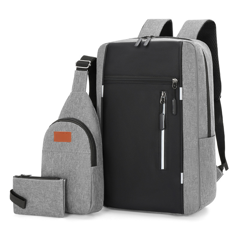 Foreign Trade Backpack Multifunctional Men's School Bag Backpack Three-Piece Set Large Capacity Business Computer Backpack
