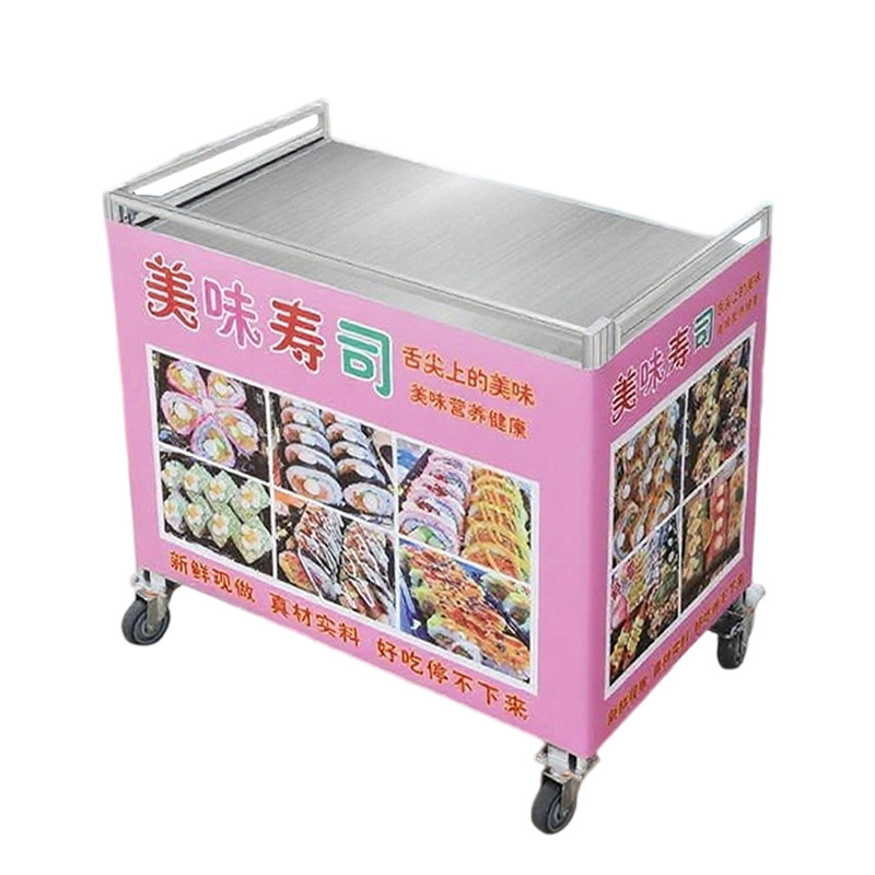 Multifunctional Folding Stall Trolley Promotional Float Shelf Steel Material Internet Celebrity Snack Cart Sushi Stall Wholesale