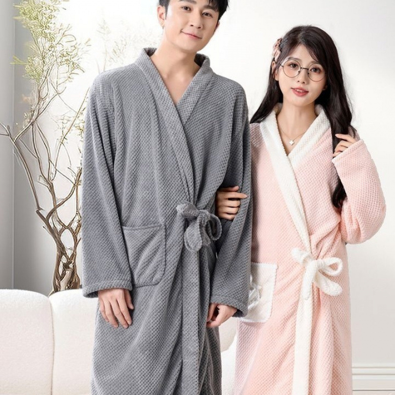 New Autumn and Winter Bath Skirt Adult Bathrobe Water-Absorbent Quick-Drying Couple Long-Sleeved Nightgown Bathrobe Wearable Bath Towel Home