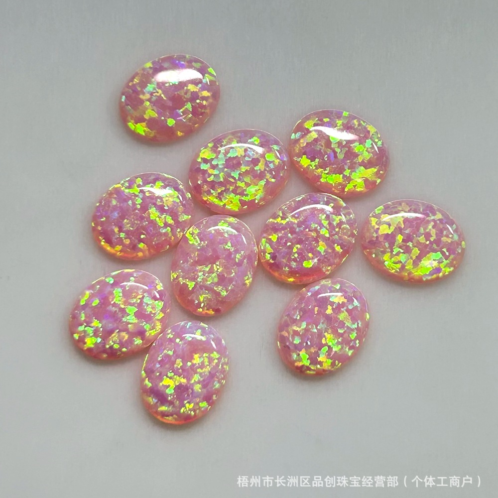 Opal Created Opal Hot-Selling Colorful Flat-Bottomed Ring Surface Synthetic Opal Loose Stone Wholesale