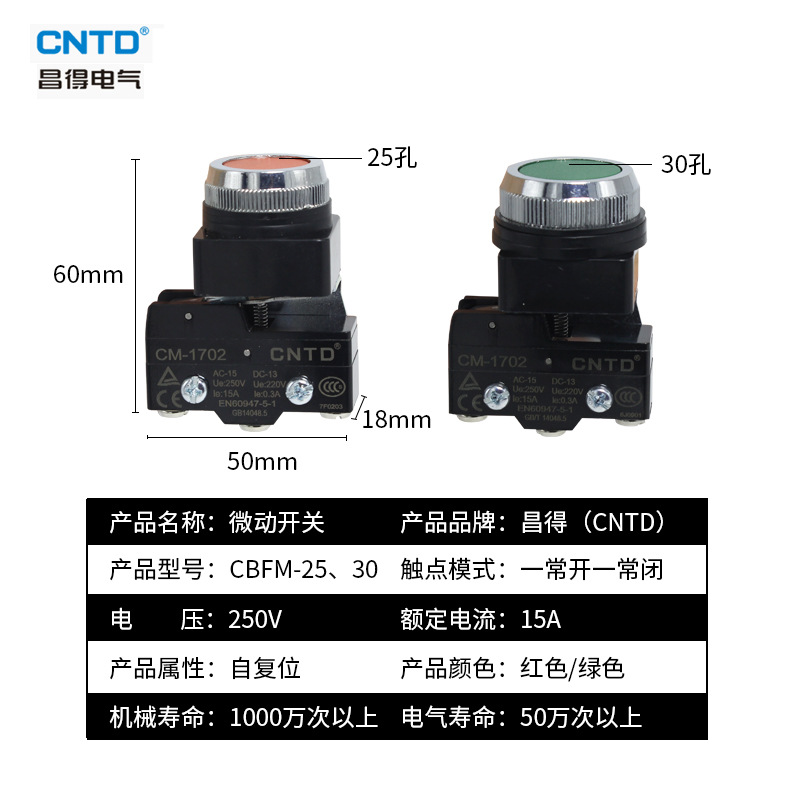 Changde Button Cbfm-25/30 Cbkm-25/30 Cbmm-25/30 Cssm-25/30 with Cm-1702