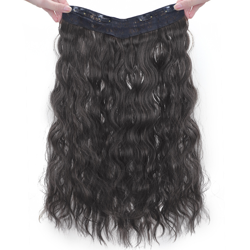 V-shaped wig women's long curly hair big wave water ripple silk fluffy reissue wig hair patch egg roll