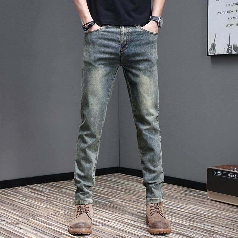 2025 New Men's Slim Fit Skinny Jeans Autumn Trendy Men's Stretch Versatile Korean Style Straight Long Pants