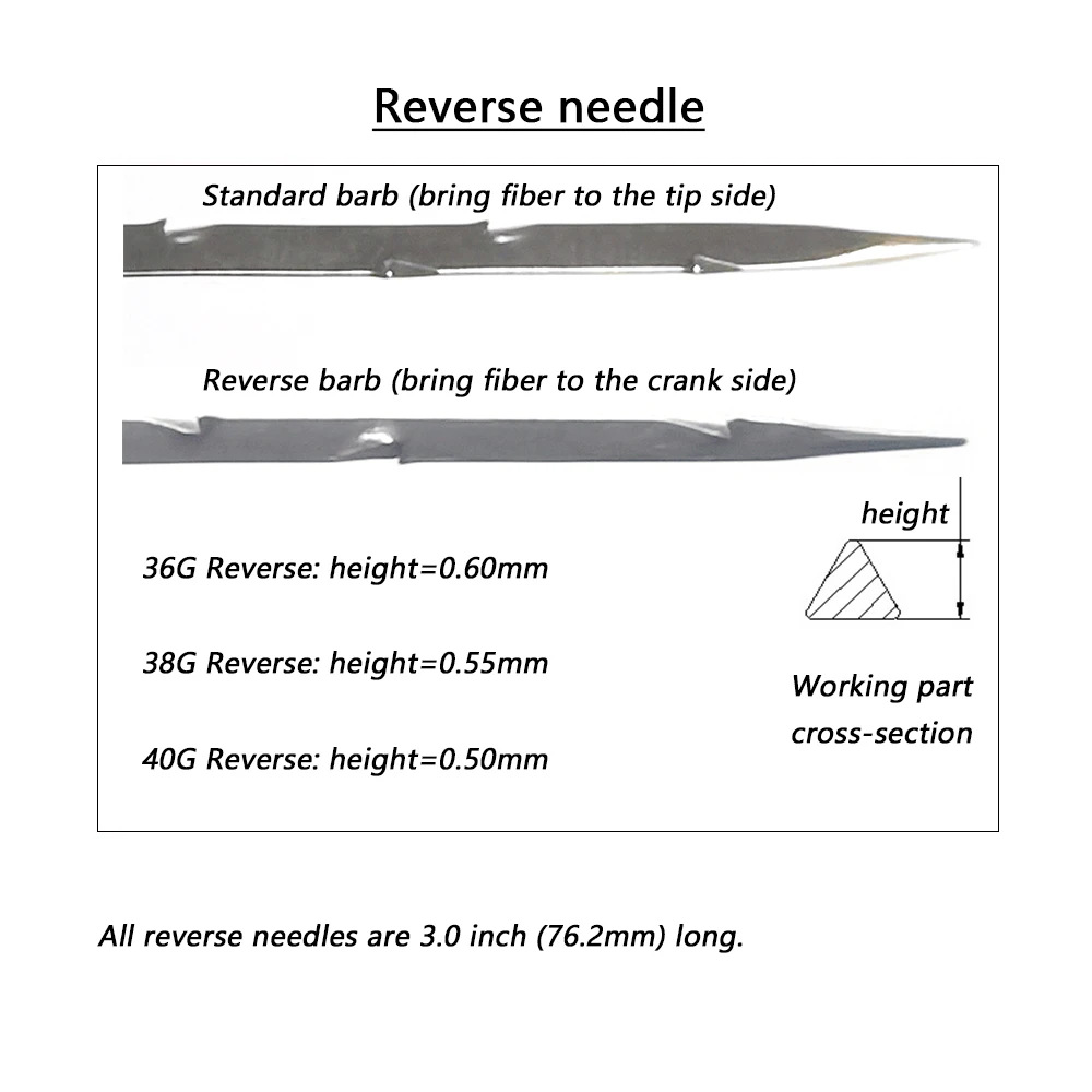 Barbed Needle Felting Needle Handmade DIY Poke Needle 36g, 38g, 40g Reverse