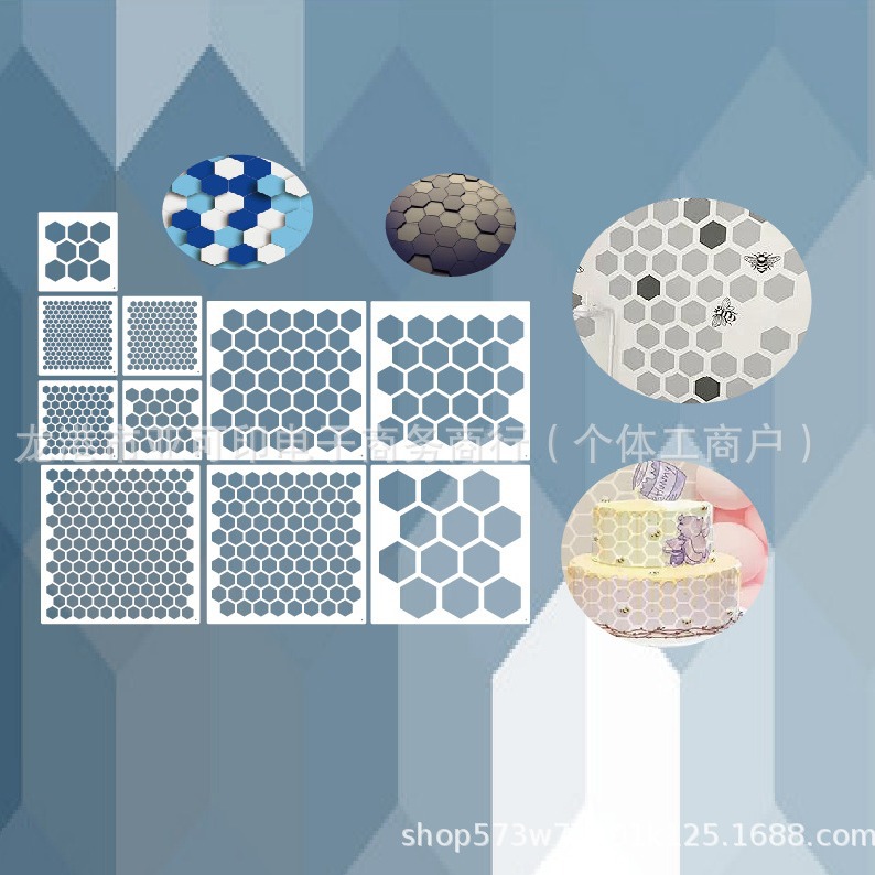 10 шт. шаблон для рисования сот, шестигранник, деревянное украшение для торта, печенье, стеновая холстовая декорация