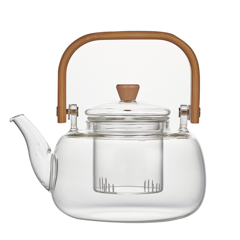 Bamboo Handle Teapot, Heat-Resistant Glass Teapot, Household Tea Brewing Pot, Health Pot, Electric Ceramic Stove Tea Maker, Tea Set