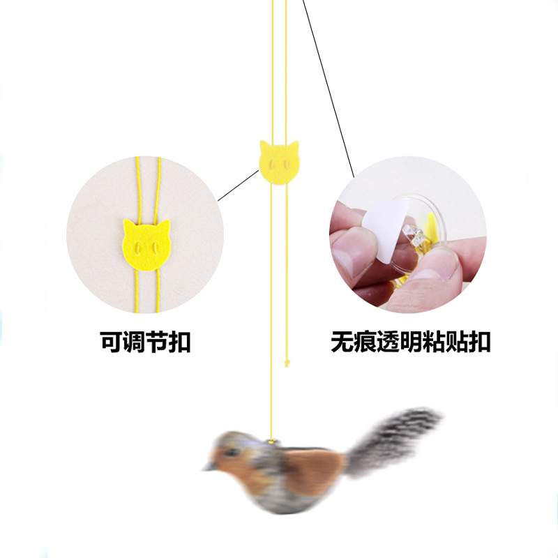 Simulation Sounding Bird Bite Resistant Cat Toy Self-relief Calling Bird Hanging Feather Fun Cat Stick Pet Toy