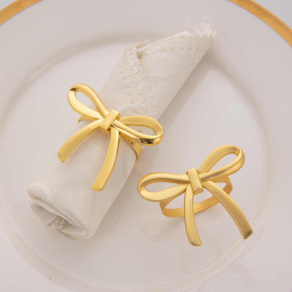 Кросс-бордерный бестселлер золотое бантовое кольцо для салфеток европейский и американский популярный металлический столовый набор модное блестящее кольцо для салфеток