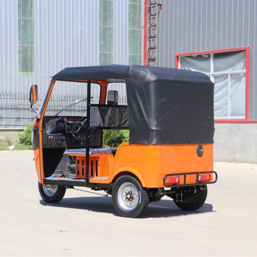 African Bajaj Fuel Orange Tuk-Tuk Electric Three-Wheeled Sightseeing Passenger Carrying Fuel Tricycle