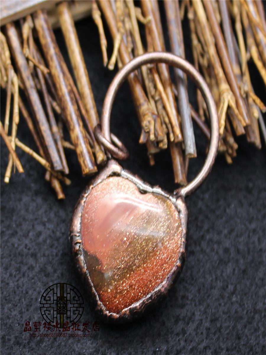 Foreign Trade Jewelry Supply, Personalized Retro Crystal Peach Heart Pendant, Gold Sandstone Necklace, Independent Station Jewelry Sweater Chain