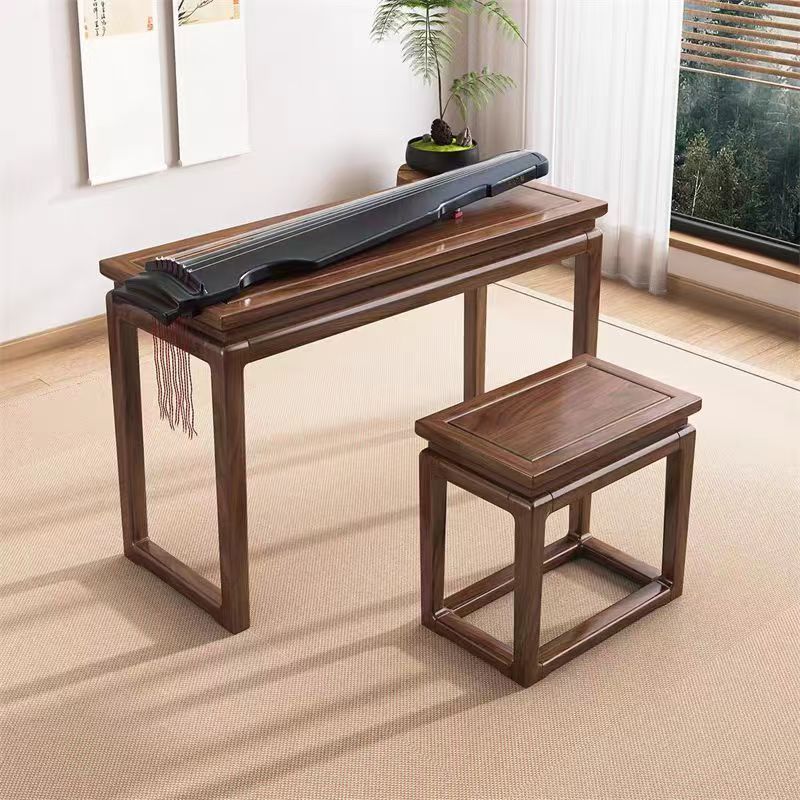 New Chinese-Style Elm Wood Zen Table, Antique-Style Zither Table, Resonance Zither Table, Zither Stool, Solid Wood Zither, Traditional Chinese Calligraphy Desk